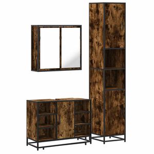 vidaXL Set de muebles ba&ntilde;o 3 pzas madera contrachapada roble ahumado