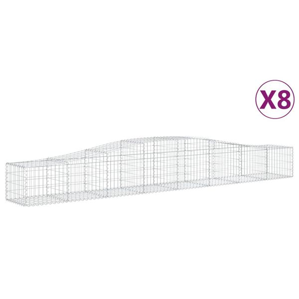 vidaXL Cestas de gaviones 8 uds forma de arco hierro 400x50x40/60 cm