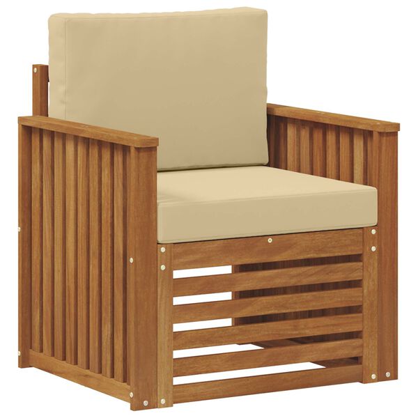 vidaXL Conjunto de sof&aacute;s de exterior con coj&iacute;n Natural 71 x 63 x 73 cm