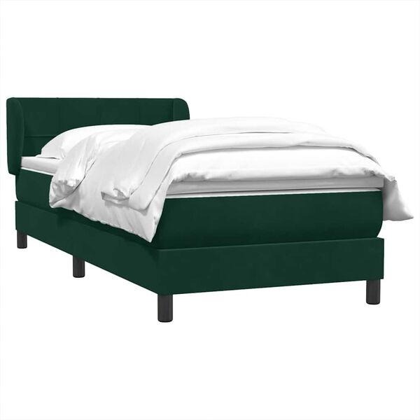 vidaXL Cama box spring con colch&oacute;n terciopelo verde oscuro 90x210 cm