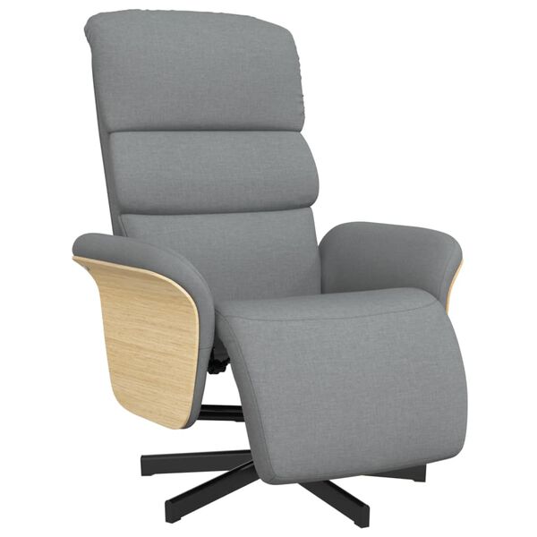 vidaXL Sill&oacute;n reclinable con reposapi&eacute;s tela gris claro
