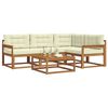 vidaXL Conjunto de sof&aacute;s de exterior con coj&iacute;n 5 pcs Natural y Crema