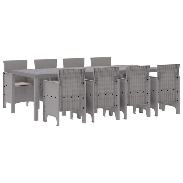 vidaXL Conjunto de Comedor de Jard&iacute;n 9 pcs Blanco Ratan Polt