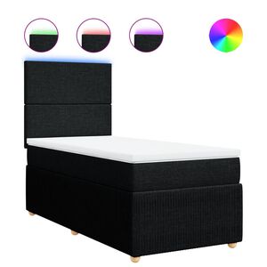 vidaXL Cama box spring con colch&oacute;n tela negro 80x200 cm