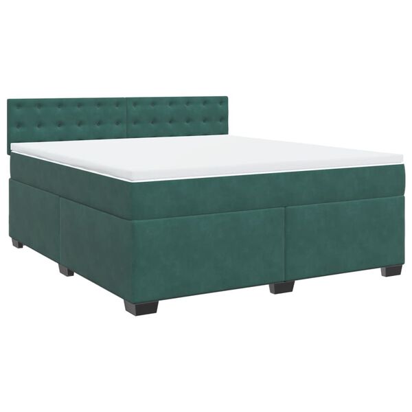 vidaXL Cama box spring con colch&oacute;n terciopelo verde oscuro 180x200 cm