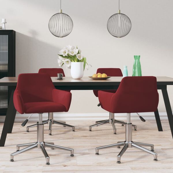 vidaXL Sillas de comedor giratorias 4 unidades terciopelo rojo tinto
