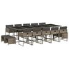 vidaXL Set comedor de jard&iacute;n con cojines 15 pzas rat&aacute;n sint&eacute;tico gris