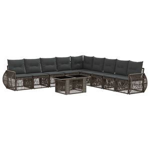 vidaXL Conjunto de sof&aacute;s de jard&iacute;n 10 uds. Gris y Gris Oscuro