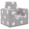 vidaXL Sof&aacute; para ni&ntilde;os felpa suave gris claro con estrellas
