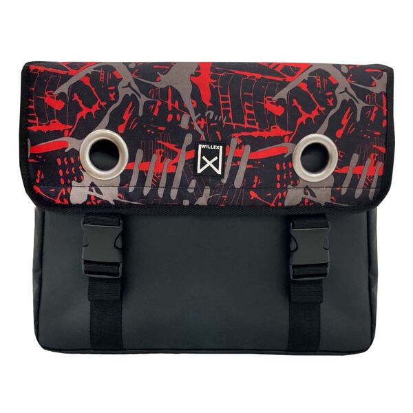 Willex Alforjas para bicicleta Fire lona impermeable rojo y negro 30 L