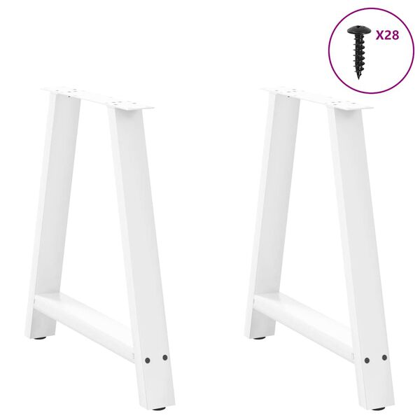 vidaXL Patas para mesa de comedor en forma de A (2 unidades), color blanco, 80 x (72-73) cm, acero