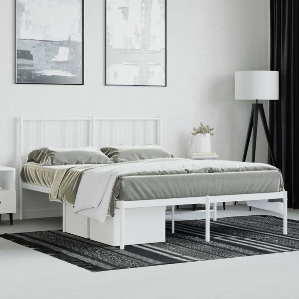 vidaXL Estructura cama sin colch&oacute;n con cabecero metal blanco 160x200cm