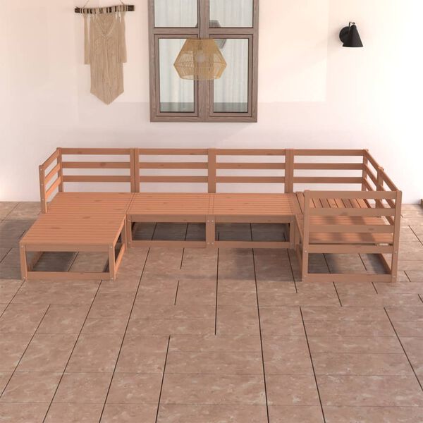 vidaXL Muebles de jard&iacute;n 6 piezas marr&oacute;n miel madera maciza de pino