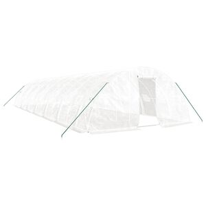 vidaXL Invernadero con estructura de acero blanco 70 m&sup2; 14x5x2,3 m