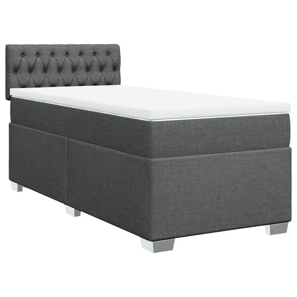 vidaXL Cama box spring con colchón tela gris oscuro 100x200 cm