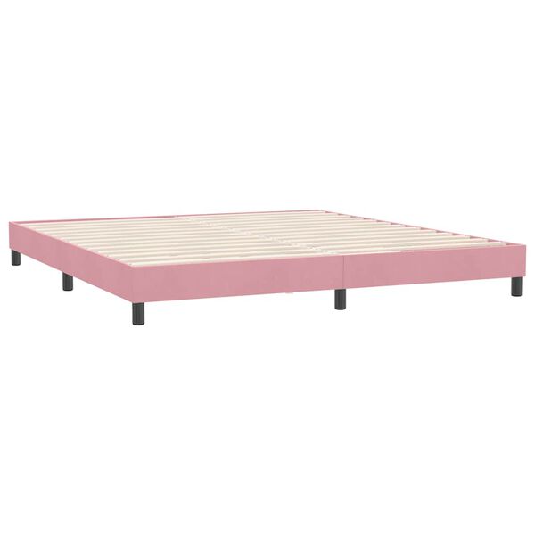 vidaXL Cama box spring sin colchón terciopelo rosa 180x220 cm