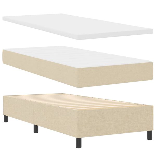 vidaXL Cama tipo Box Spring con colch&oacute;n Crema 100 x 200 cm tela