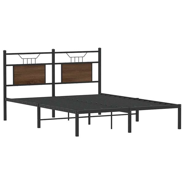 vidaXL Estructura de cama sin colch&oacute;n madera marr&oacute;n roble 150x200 cm