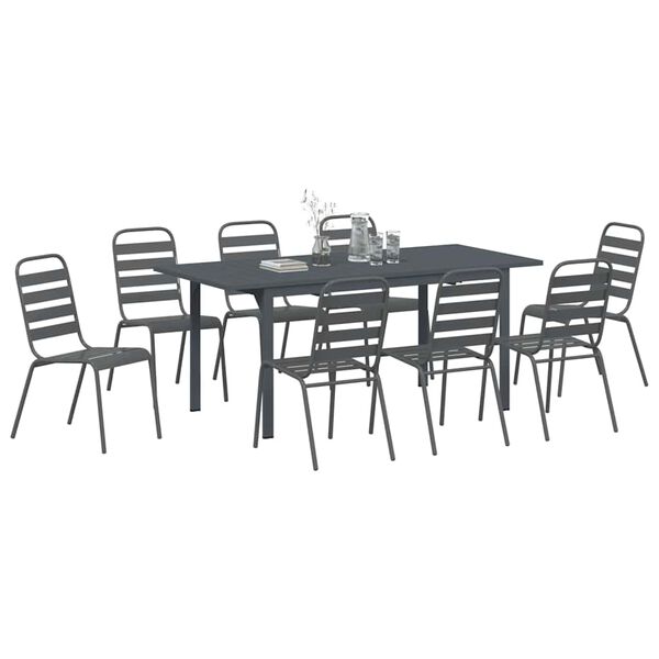 vidaXL Conjunto de Comedor de Jard&iacute;n 9 pcs Antracita