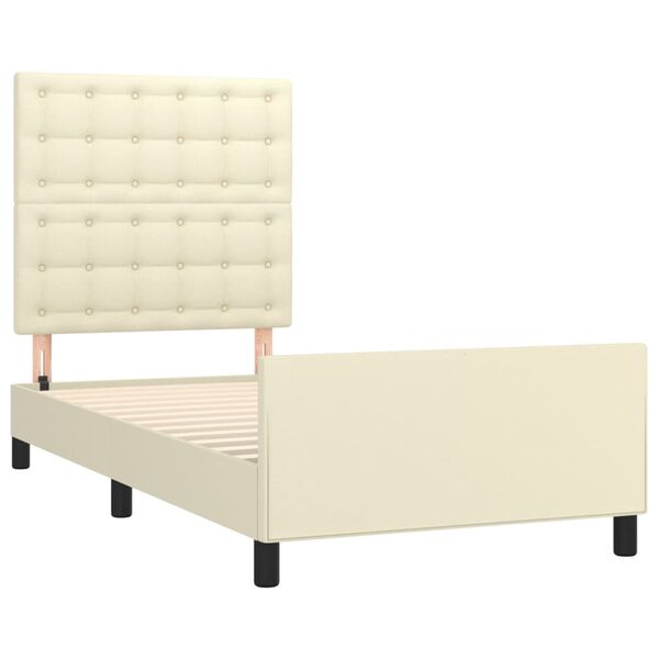 vidaXL Estructura de cama sin colch&oacute;n cuero sint&eacute;tico crema 90x190 cm