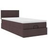 vidaXL Estructura cama otomana colch&oacute;n tela marr&oacute;n oscuro 90x190 cm
