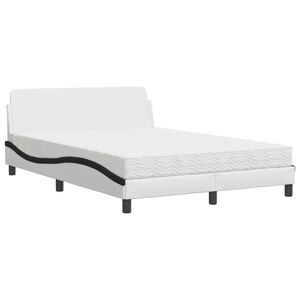vidaXL Cama con colch&oacute;n Dover cuero sint&eacute;tico blanco y negro 120x200 cm
