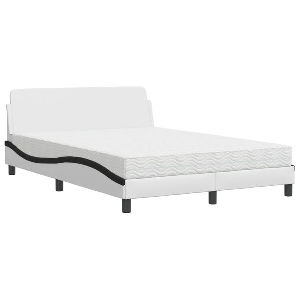 vidaXL Cama con colchón Dover cuero sintético blanco y negro 120x200 cm