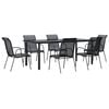 vidaXL Juego de comedor para jard&iacute;n 7 piezas acero y textilene negro