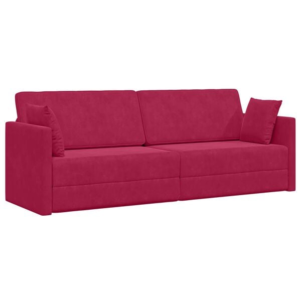 vidaXL Sof&aacute;-cama de piso 200cm Rojo vino Terciopelo