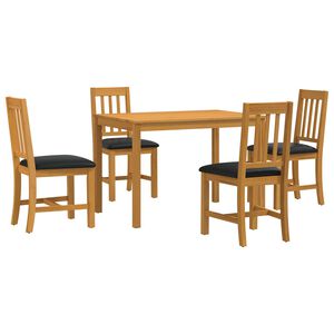 vidaXL Conjunto de comedor 5 uds. Negro Madera de Roble S&oacute;lido