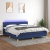 vidaXL Cama box spring con colch&oacute;n y LED tela azul 160x200 cm