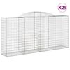 vidaXL Cestas gaviones 25 uds forma de arco hierro 300x50x140/160 cm