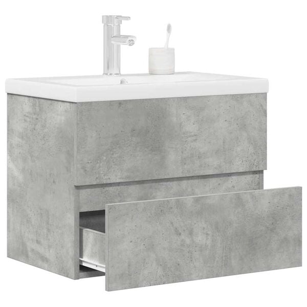 vidaXL Set muebles de ba&ntilde;o 2 piezas madera contrachapada gris hormig&oacute;n