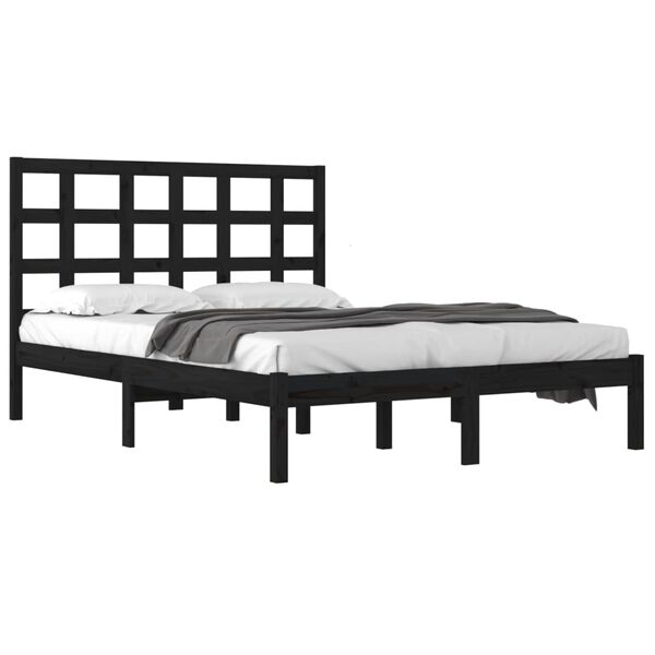 vidaXL Estructura de cama de madera maciza de pino negra 200x200 cm