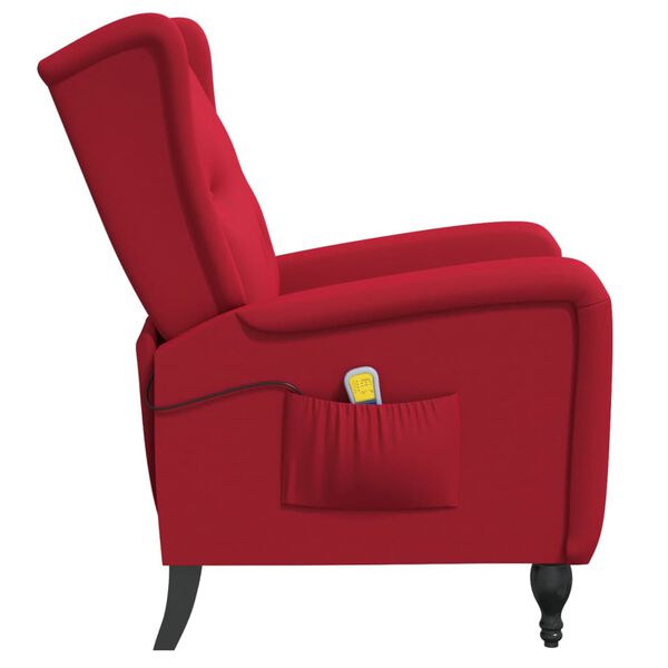 vidaXL Sillón de masaje reclinable de tela rojo tinto