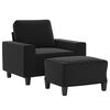 vidaXL Sill&oacute;n con taburete tela de microfibra negro 60 cm