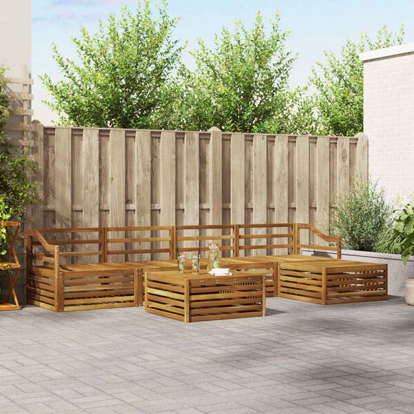 vidaXL Conjunto de sof&aacute;s de exterior 6 pcs Natural