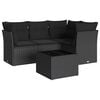 vidaXL Set de muebles de jardín 5 pzas y cojines ratán sintético negro