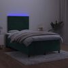 vidaXL Cama box spring colch&oacute;n y LED terciopelo verde oscuro 120x200cm