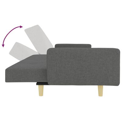 vidaXL Sofá cama de 2 plazas con taburete tela gris oscuro