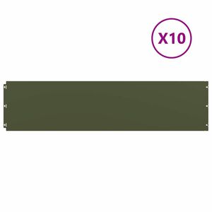 vidaXL Bordes c&eacute;sped 10 uds acero laminado fr&iacute;o verde oliva 25x103 cm