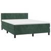 vidaXL Cama box spring colch&oacute;n y LED terciopelo verde oscuro 140x190cm