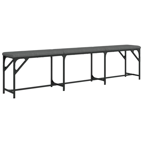 vidaXL Banco de comedor acero y tela gris oscuro 186x32x45 cm