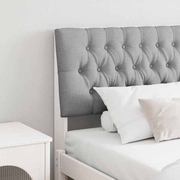 vidaXL Cabecero tapizado Gris Claro 200 cm Madera de pino macizo