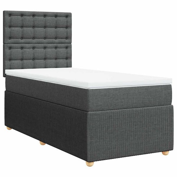 vidaXL Cama box spring con colch&oacute;n tela gris oscuro 100x200 cm