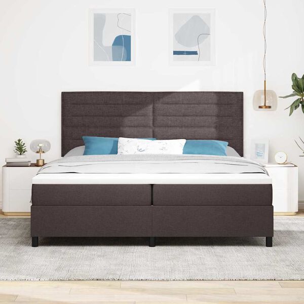 vidaXL Cama tipo Box Spring Marr&oacute;n Oscuro 200 x 200 cm tela