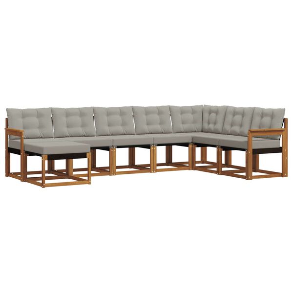 vidaXL Conjunto de sof&aacute;s de exterior 8 pcs Gris Natural y Claro