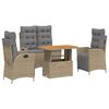 vidaXL Set de comedor jard&iacute;n con cojines 4 pzas rat&aacute;n sint&eacute;tico beige