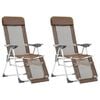 vidaXL Sillas de camping plegables reposapi&eacute;s 2 uds textilene marr&oacute;n