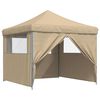 vidaXL Tienda de fiesta plegable Pop-Up con 4 paredes laterales beige